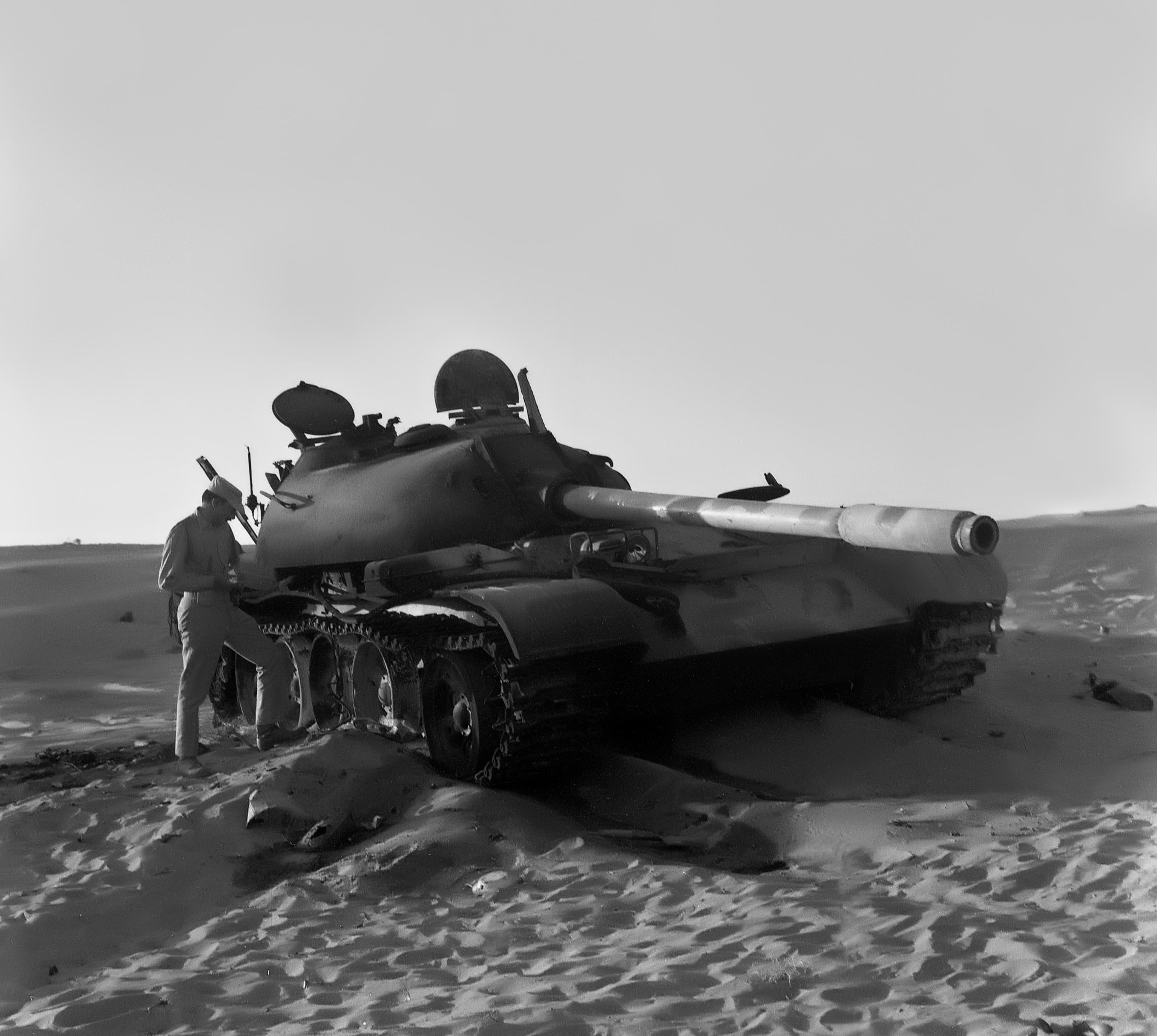 Knocked-out armour in the desert after the Battle of Longewala